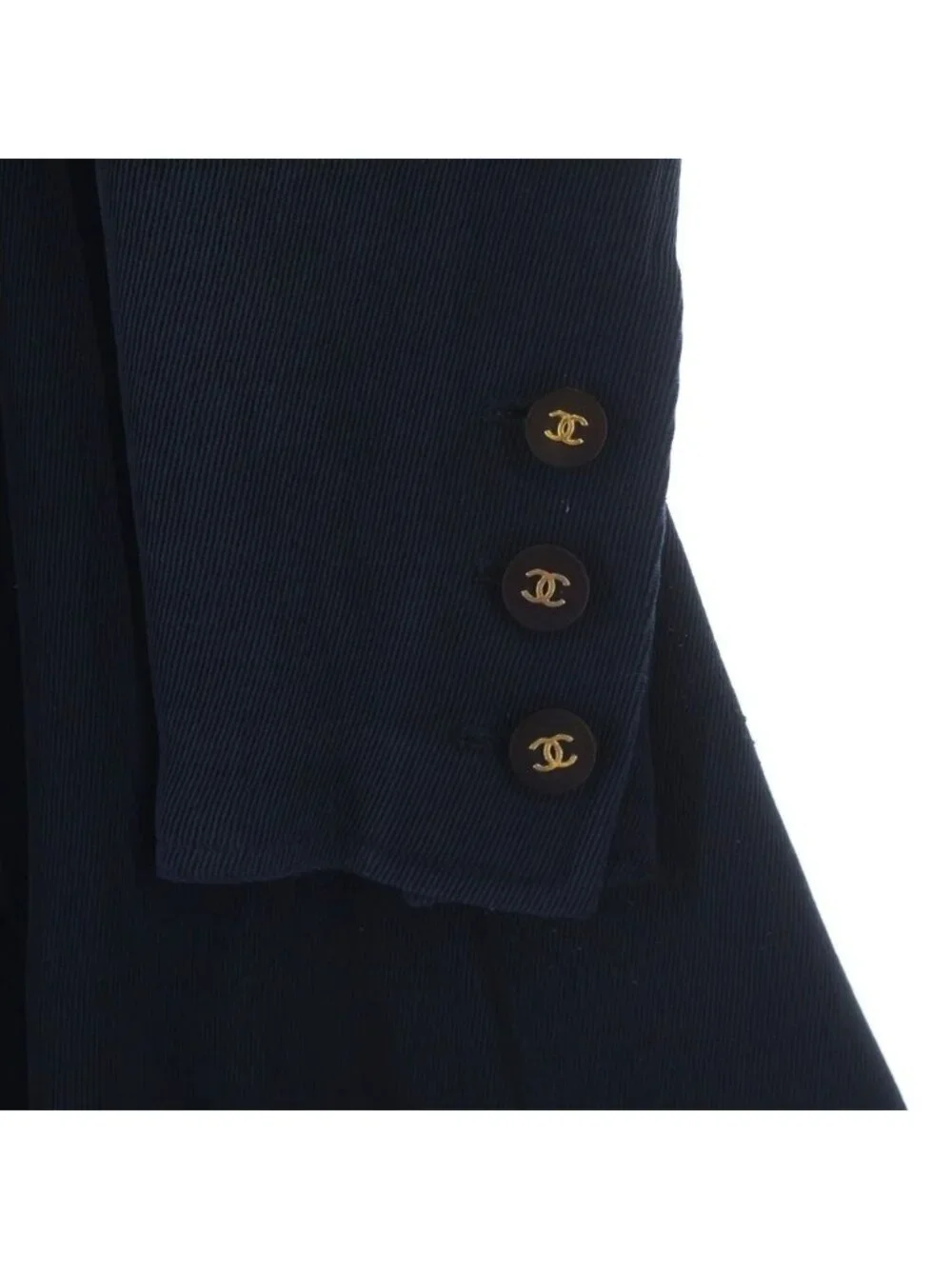 Chanel Boutique Vintage Wool Jacket CC Logo Button Navy